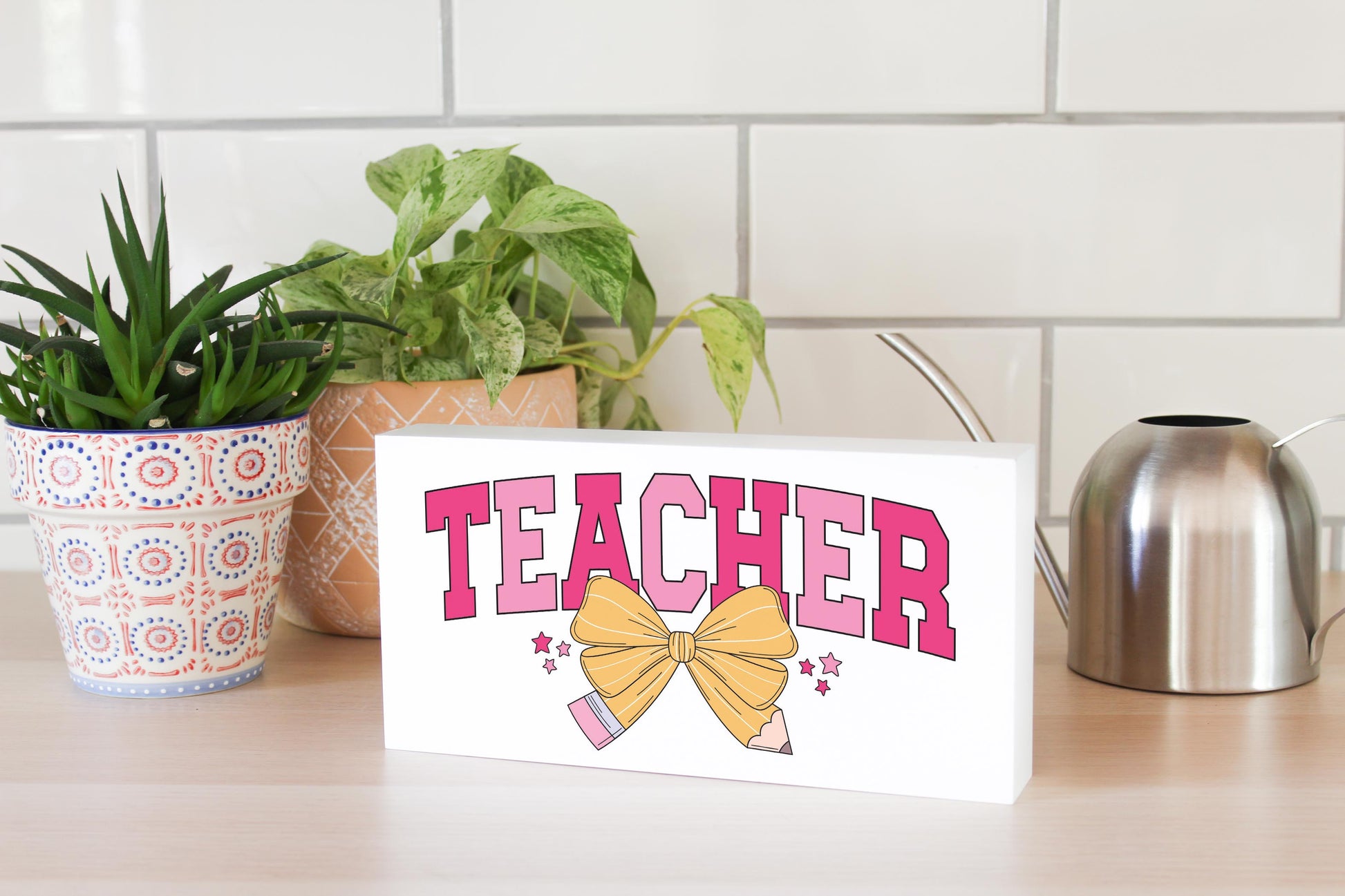5x10 Wood Block Horizontal-Classroom Coquette Teacher -4