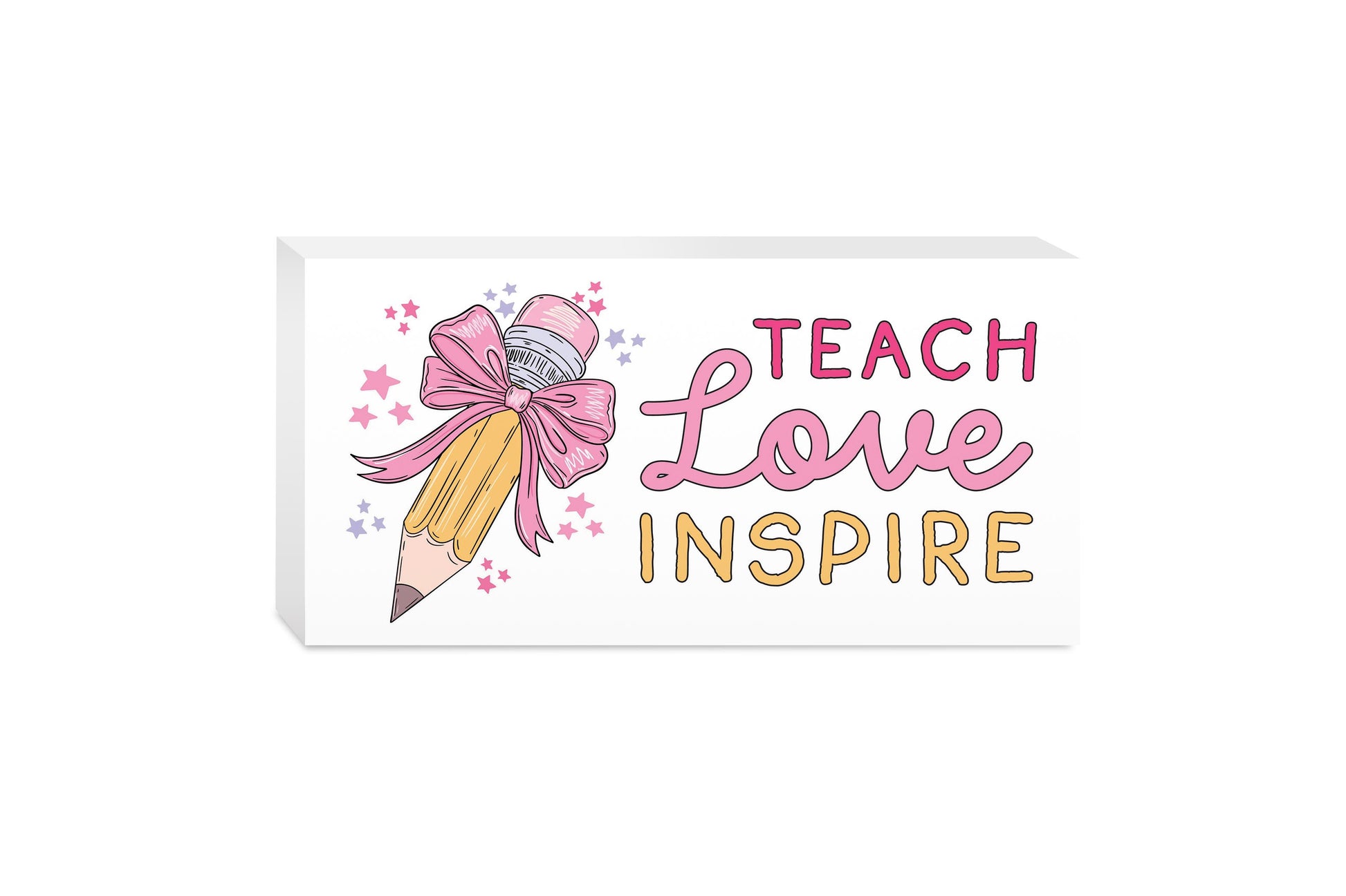 5x10 Wood Block Horizontal-Classroom Coquette Teach Love Inspire -0