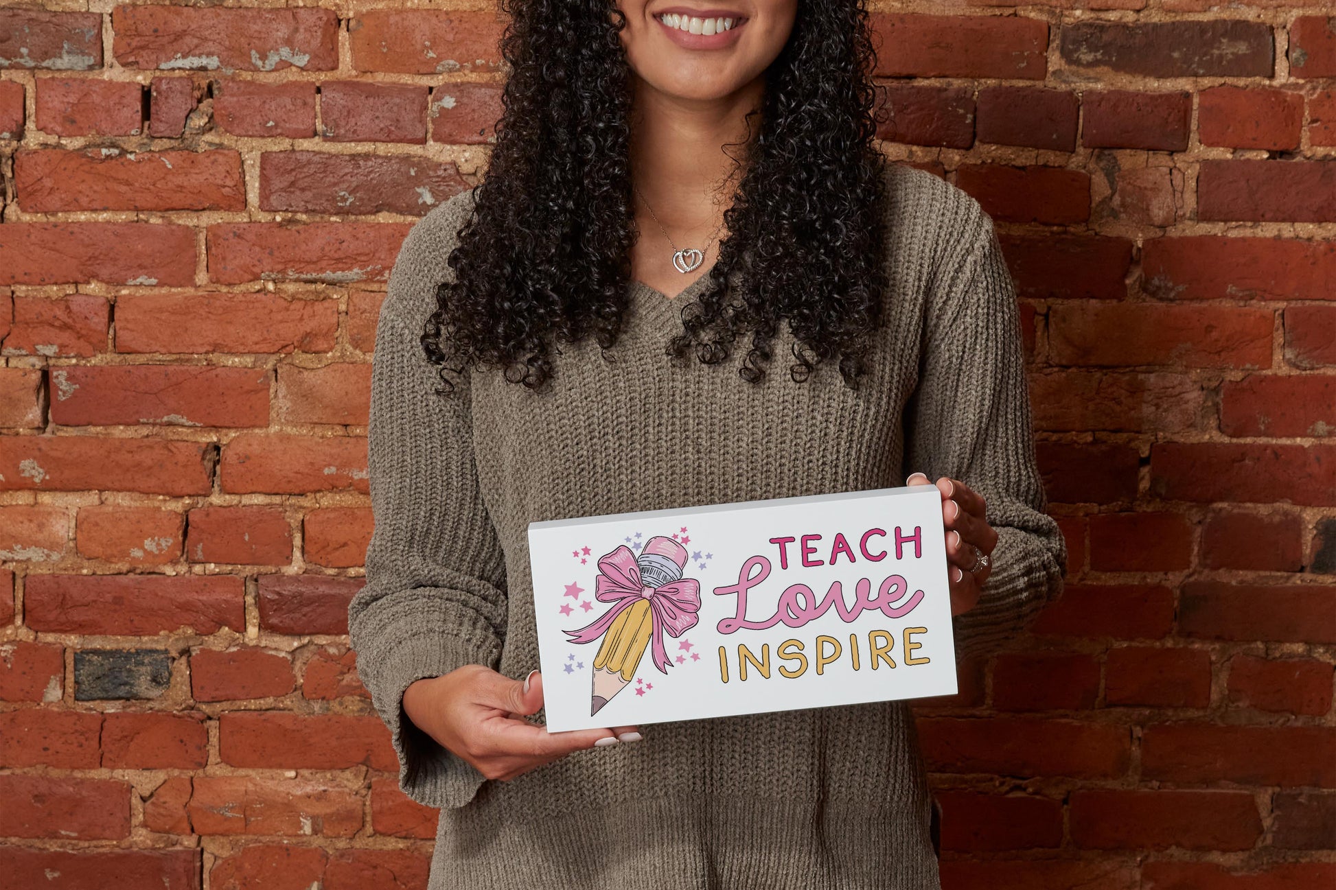 5x10 Wood Block Horizontal-Classroom Coquette Teach Love Inspire -1