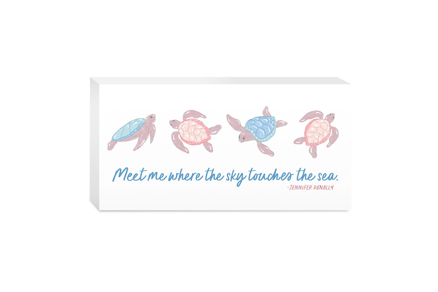 5x10 Wood Block Horizontal-Coastal Sea Turtles Meet Me