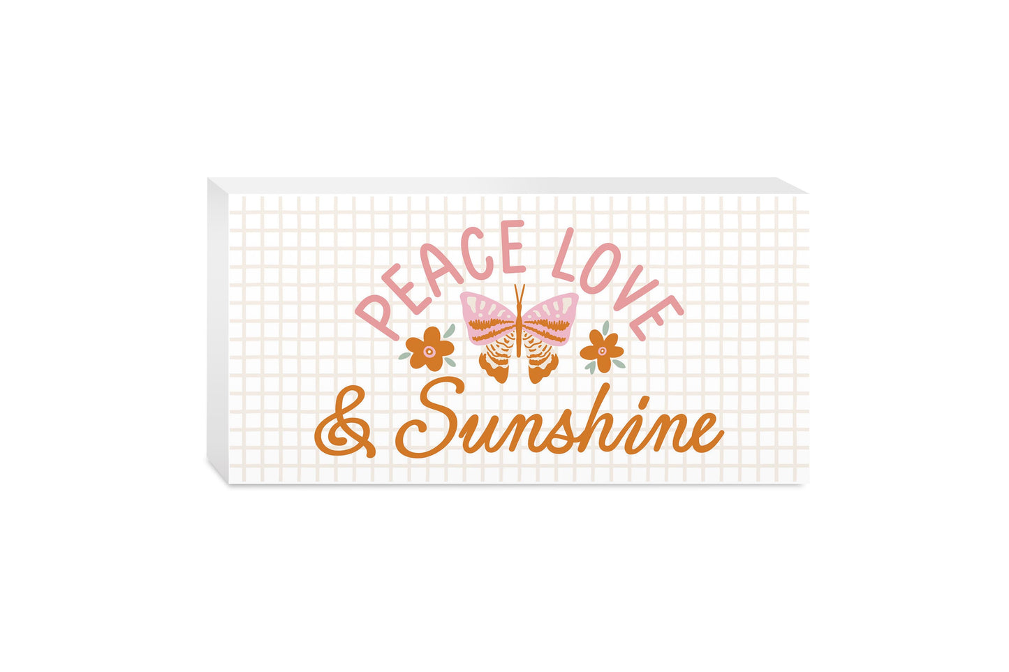 5x10 Wood Block Horizontal-Spring Peace Love & Sunshine