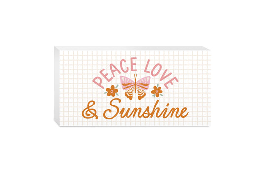 5x10 Wood Block Horizontal-Spring Peace Love & Sunshine