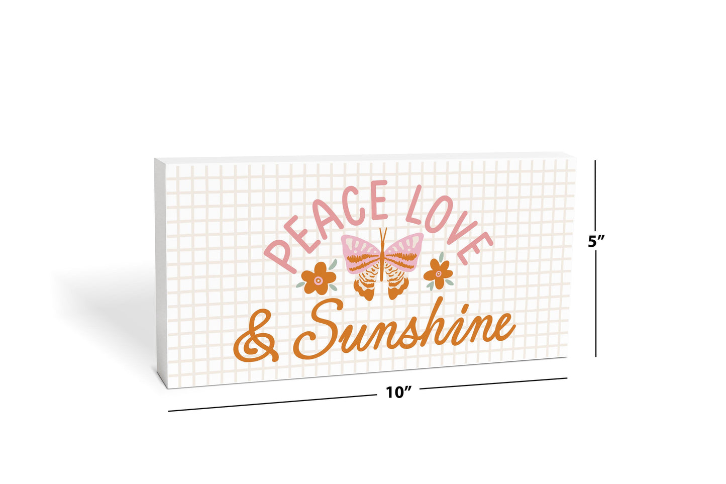 5x10 Wood Block Horizontal-Spring Peace Love & Sunshine