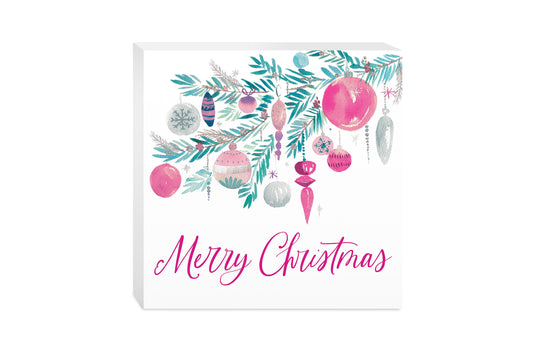 10x10 Wood Block-Watercolor Sugar Plum Merry Christmas -0