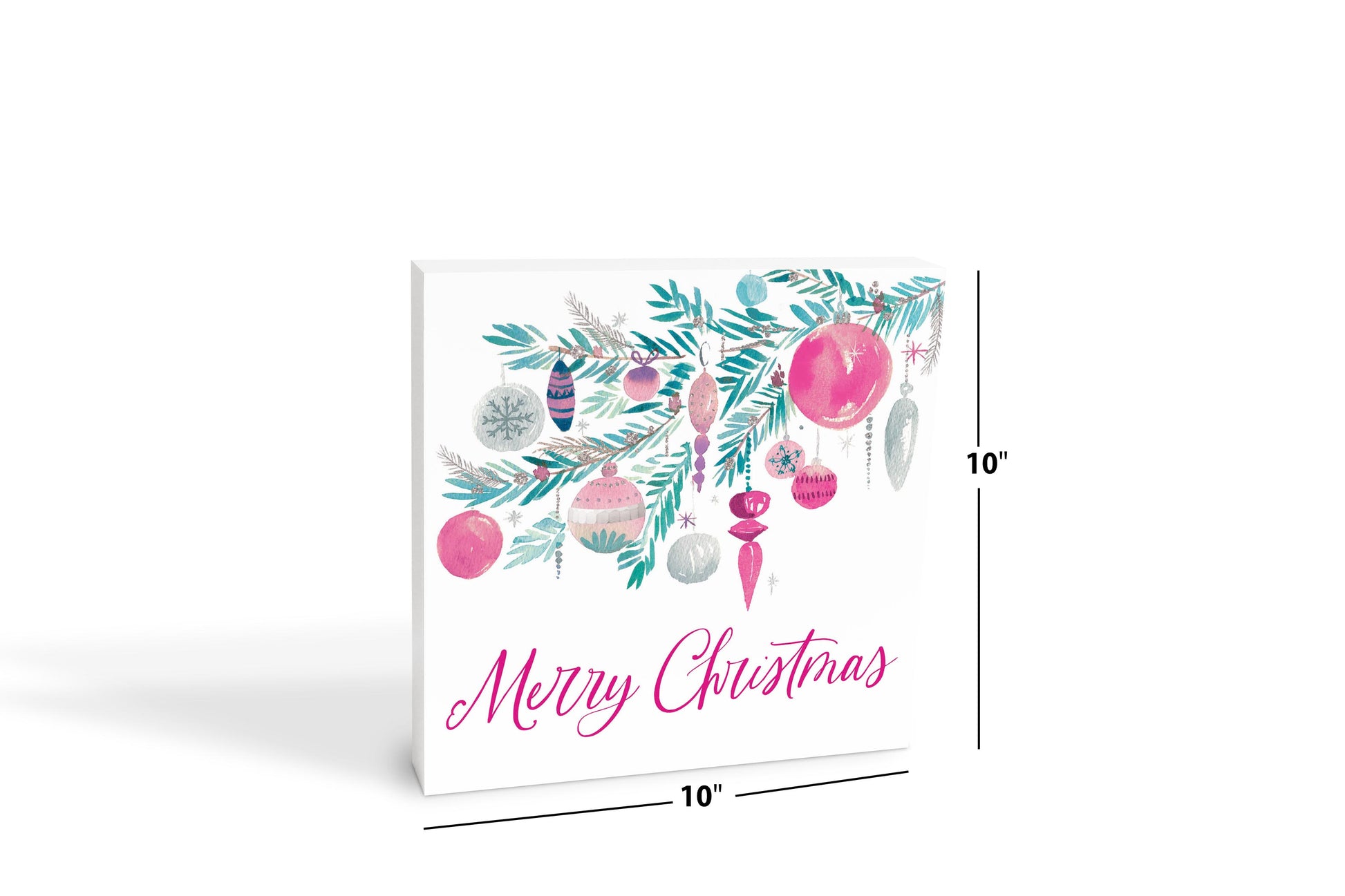 10x10 Wood Block-Watercolor Sugar Plum Merry Christmas -6