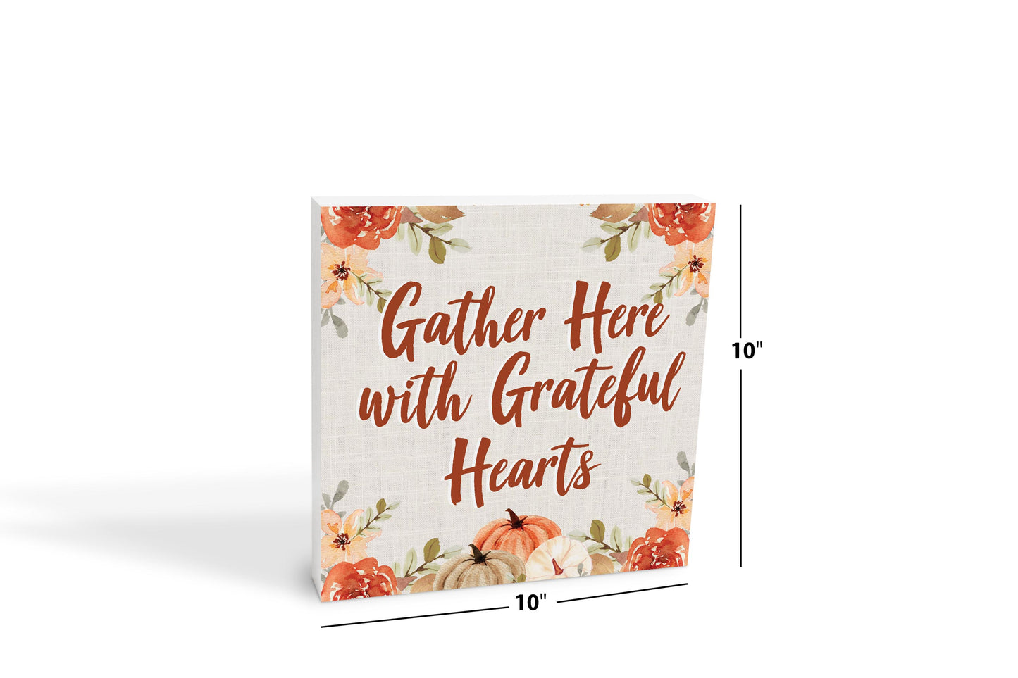 10x10 Wood Block-Grateful Hearts Fall Florals