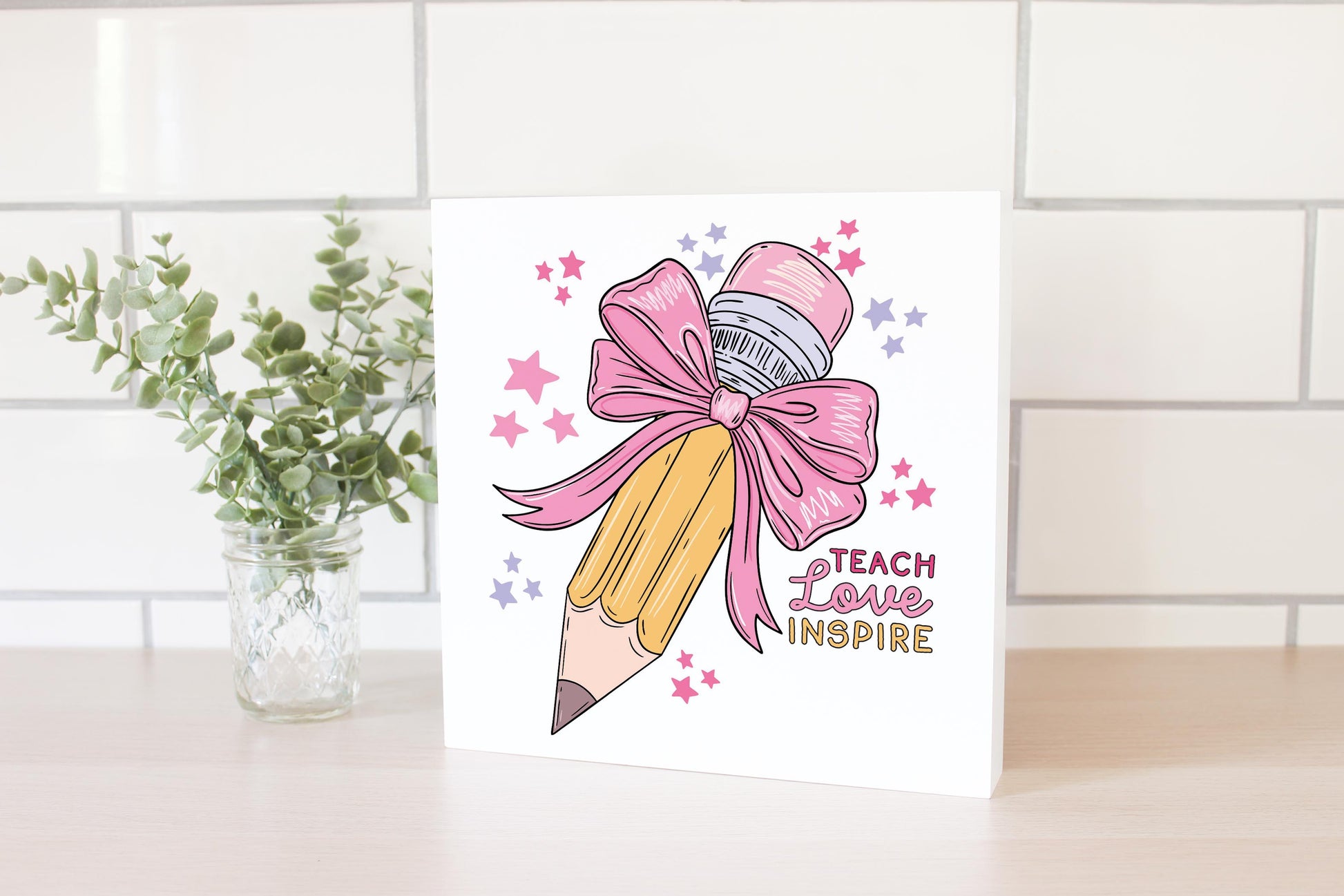 10x10 Wood Block-Classroom Coquette Teach Love Inspire -2