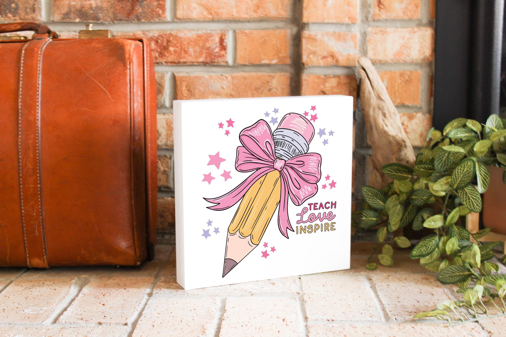 10x10 Wood Block-Classroom Coquette Teach Love Inspire -3