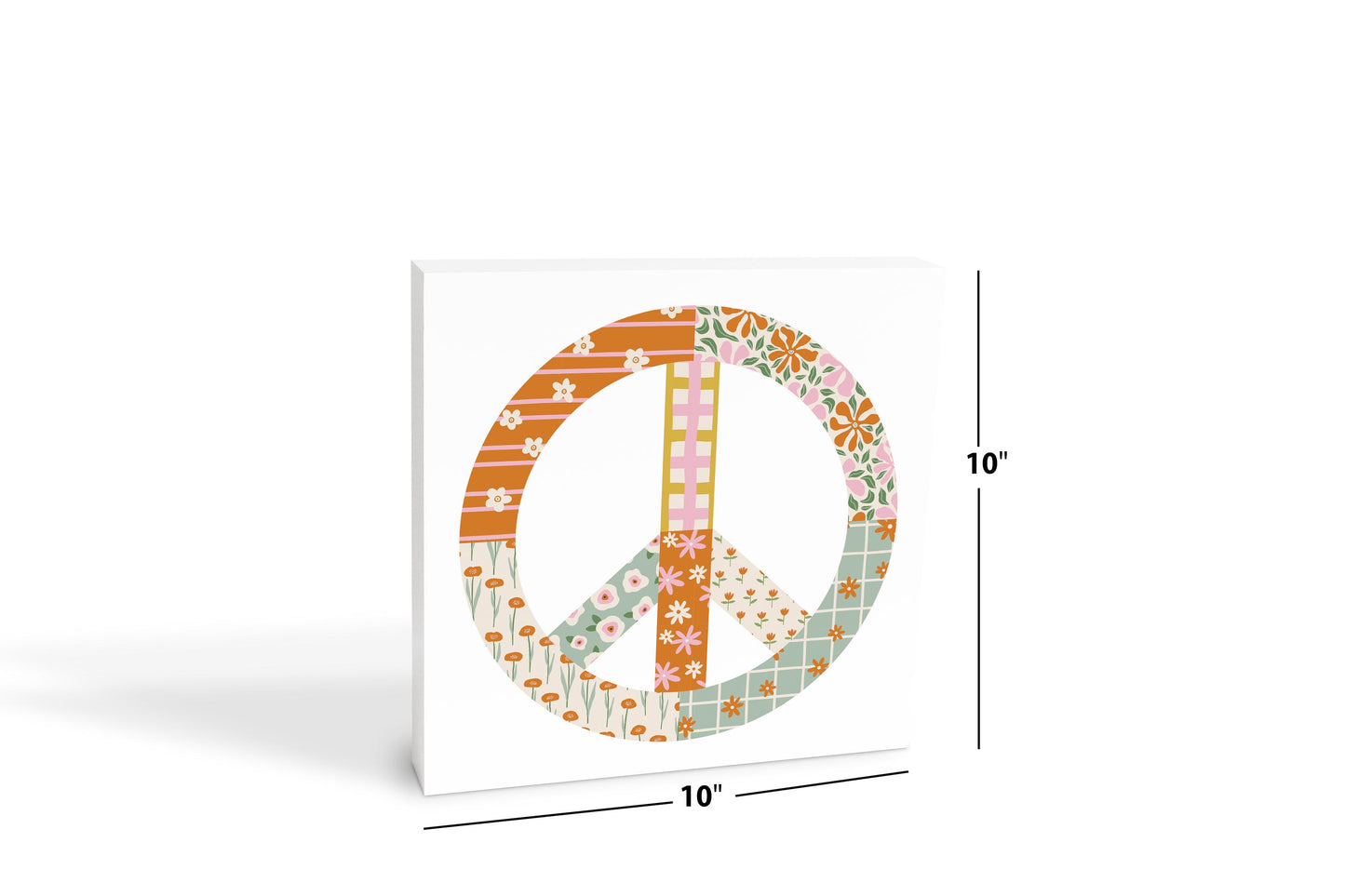 10x10 Wood Block-Spring Patch Peace Sign