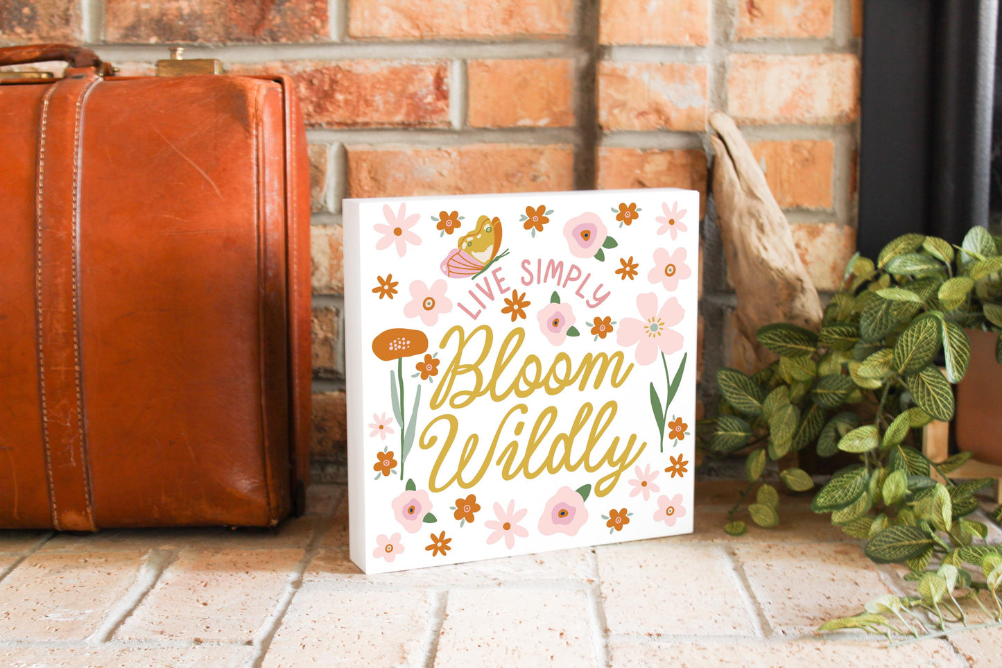 10x10 Wood Block-Spring Live Simply Bloom Wildly