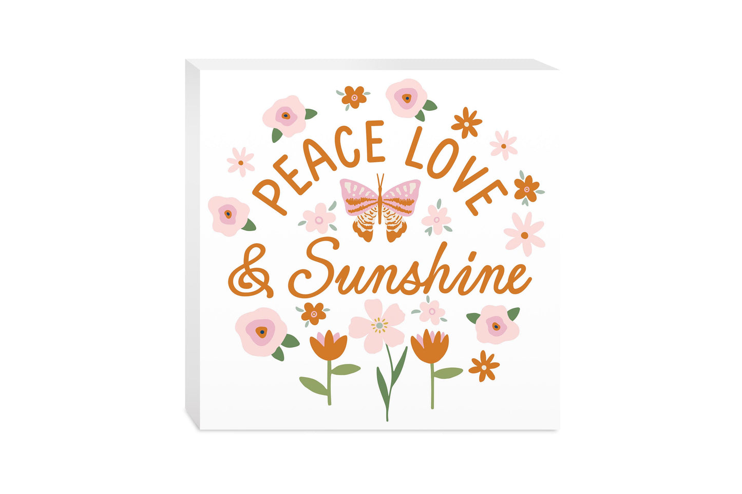 10x10 Wood Block-Spring Peace Love & Sunshine