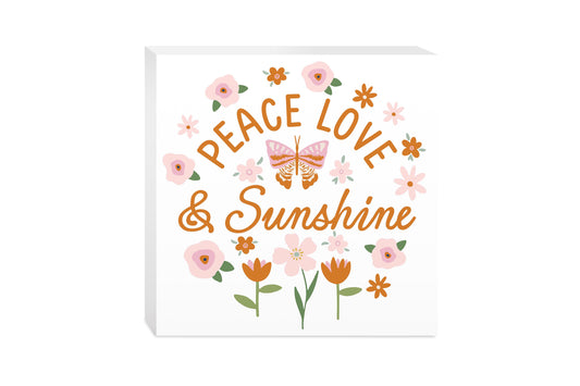 10x10 Wood Block-Spring Peace Love & Sunshine