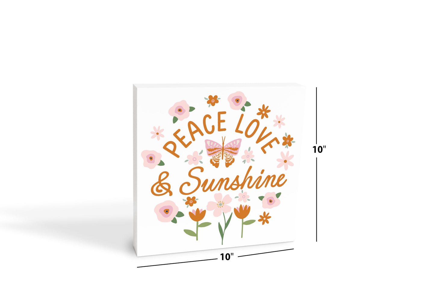 10x10 Wood Block-Spring Peace Love & Sunshine