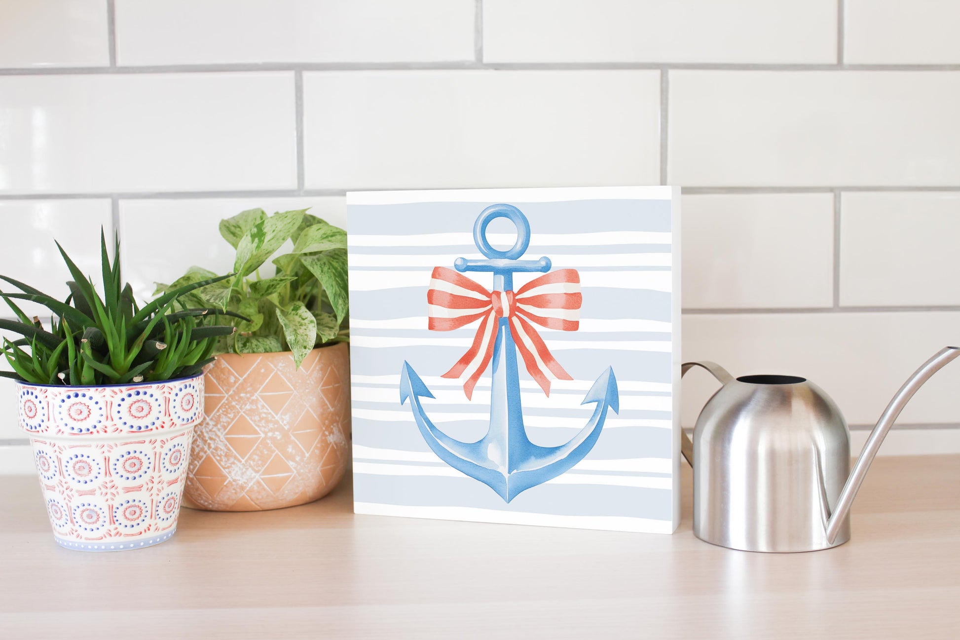 10x10 Wood Block-New England Tides Anchor -4