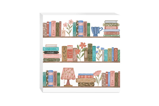10x10 Wood Block-Pretty Little Chapters Book Shelves -0