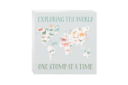 10x10 Wood Block-Dinosaur Nursery Exploring The World -0