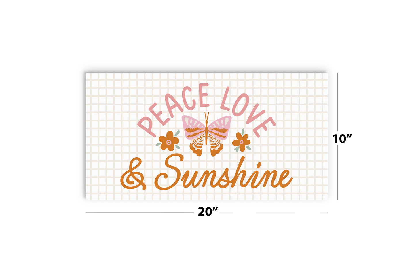 10x20 Wood Plaque Horizontal-Spring Peace Love & Sunshine