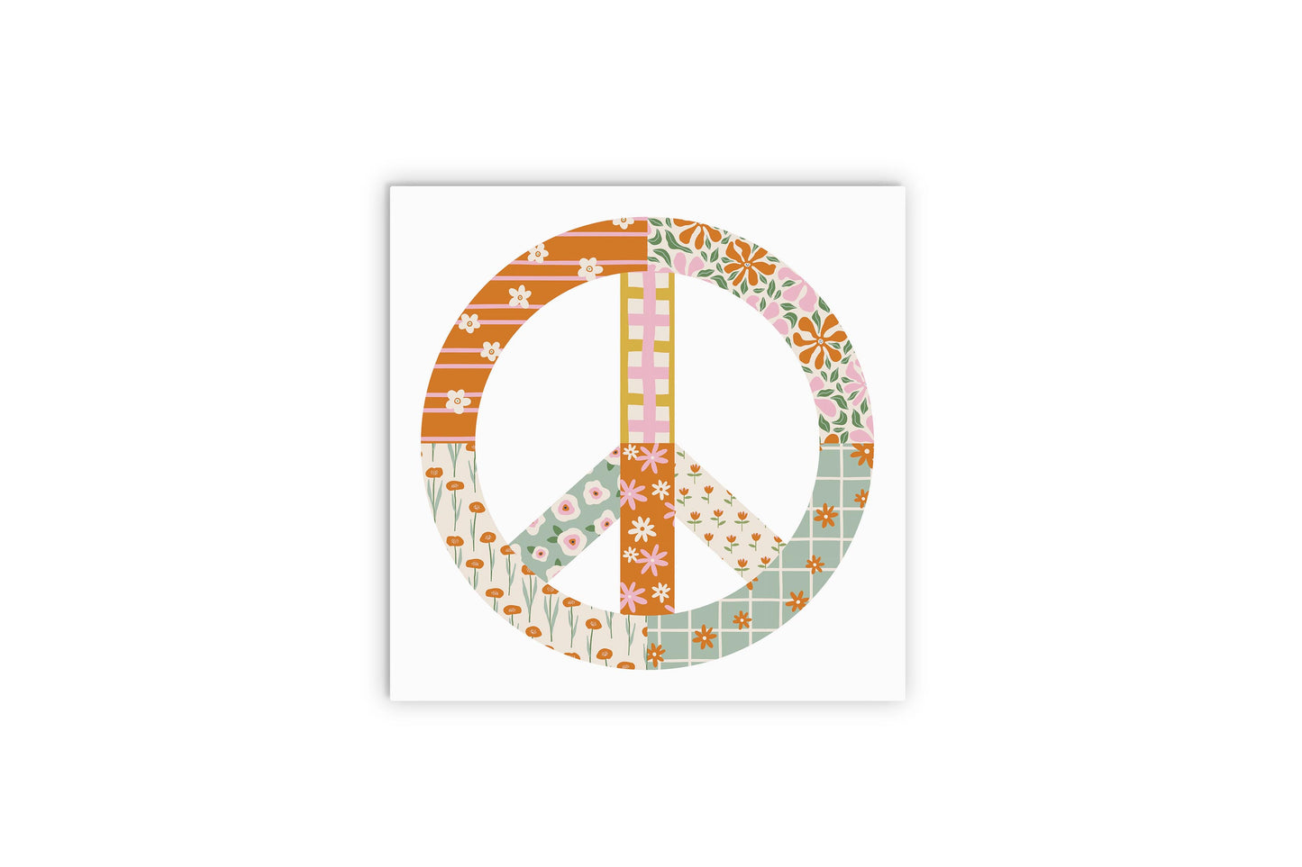 12x12 Wood Plaque-Spring Patch Peace Sign