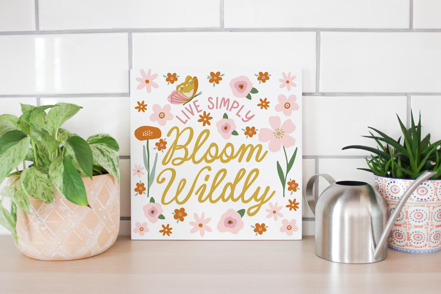 12x12 Wood Plaque-Spring Live Simply Bloom Wildly