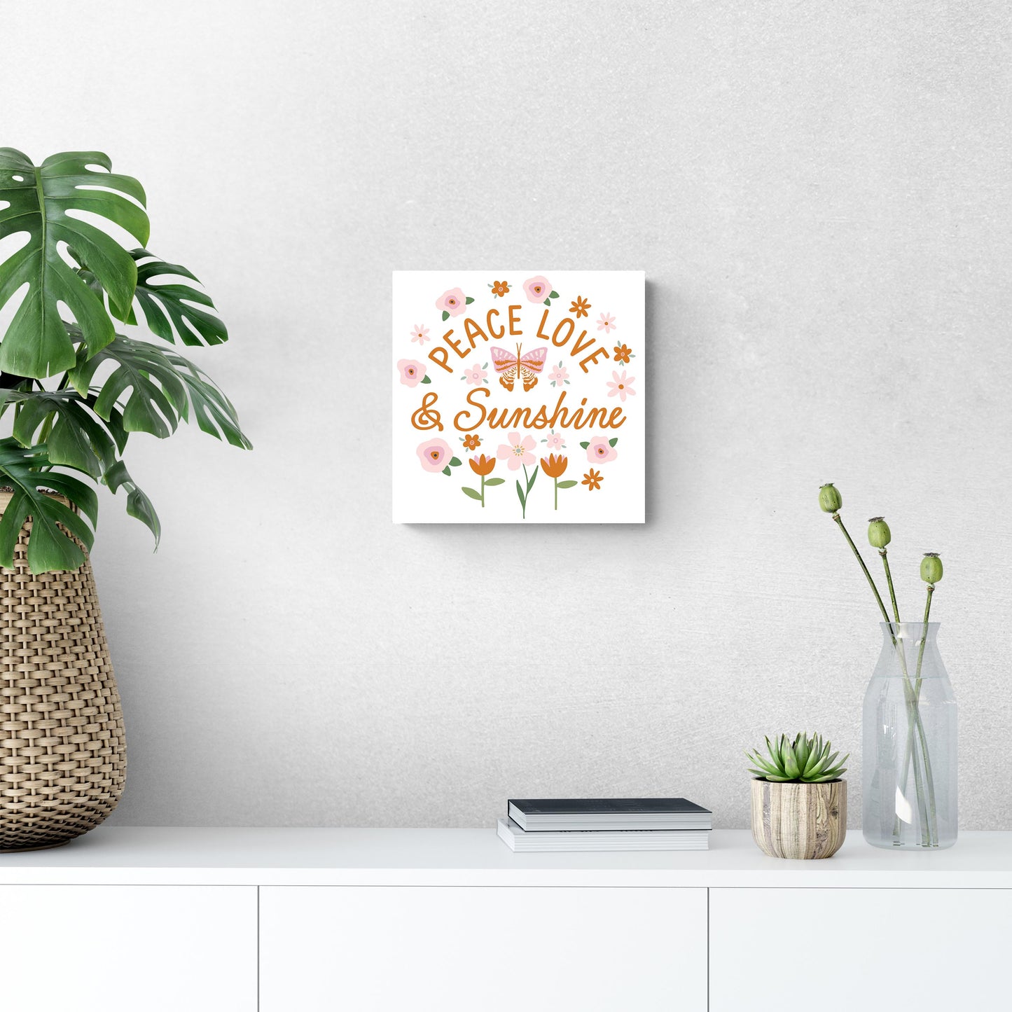 12x12 Wood Plaque-Spring Peace Love & Sunshine