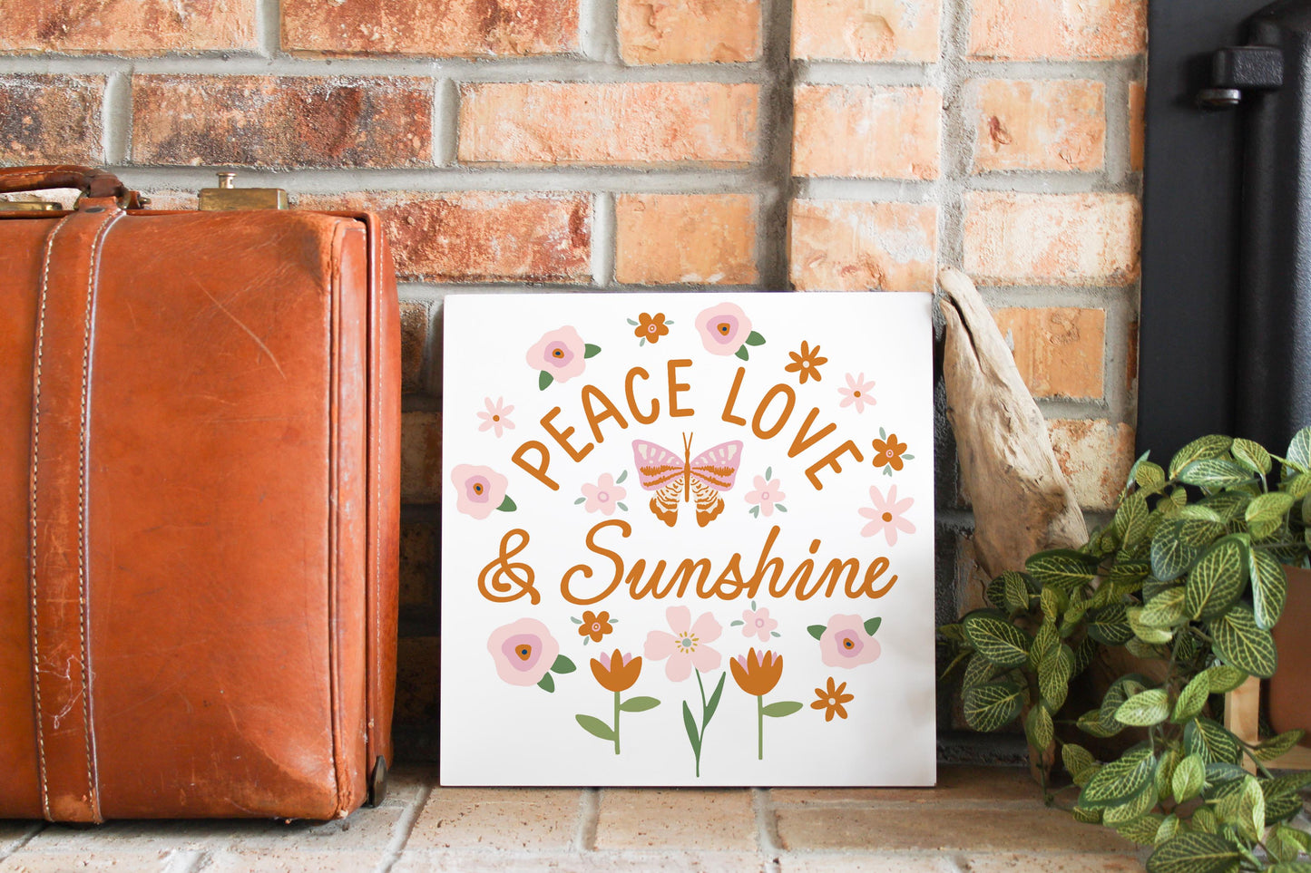 12x12 Wood Plaque-Spring Peace Love & Sunshine