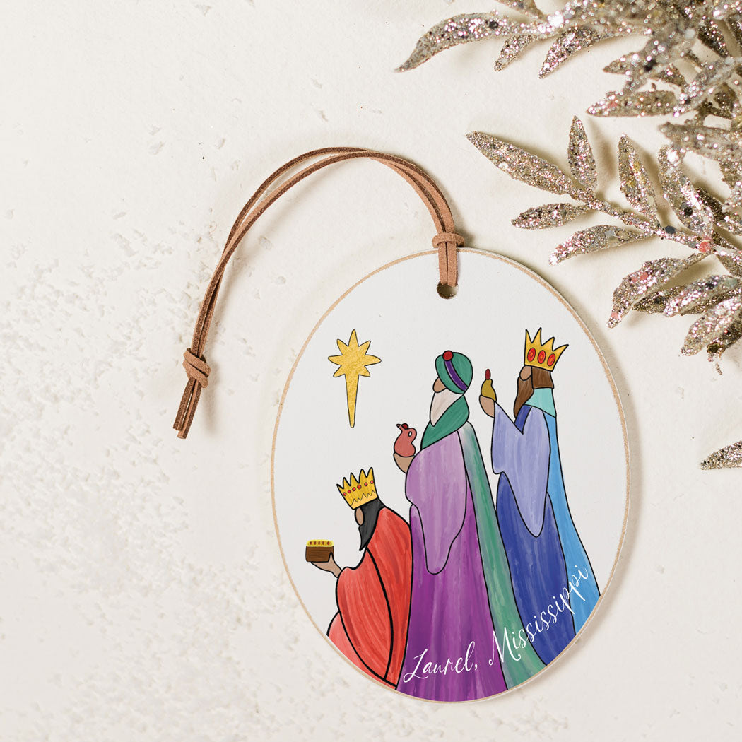 Oval Wooden Ornament - Royal Wise Men Love Local