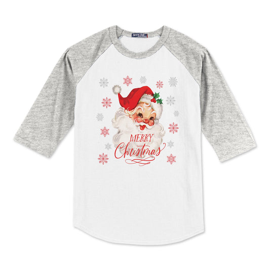 Sport-Tek® Youth Colorblock Raglan Grey/White-Classic Santa