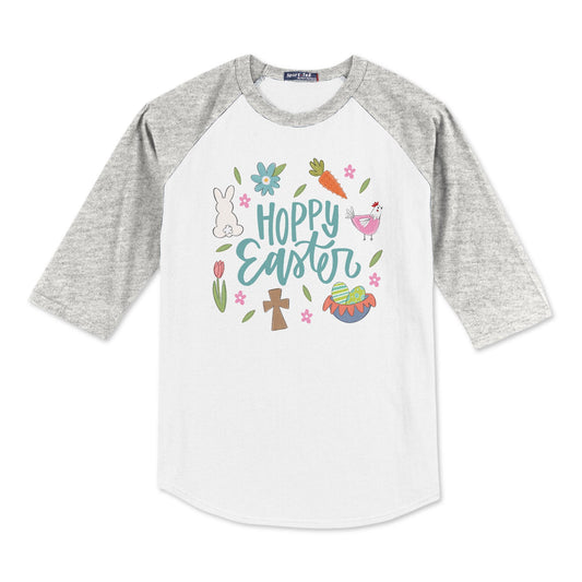 Sport-Tek® Youth Colorblock Raglan Grey/White-Hoppy Easter