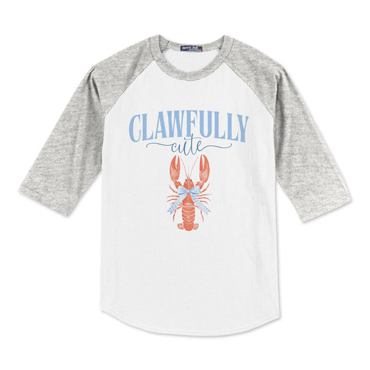 Sport-Tek® Youth Colorblock Raglan Grey/White-New England Tides Clawfully Cute -0