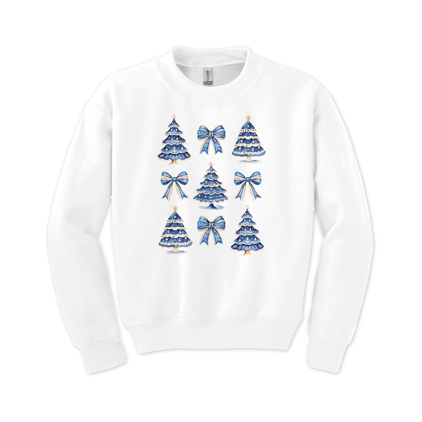Gildan Youth Crewneck White-Blue Noel - A Grand Millennial Christmas -0