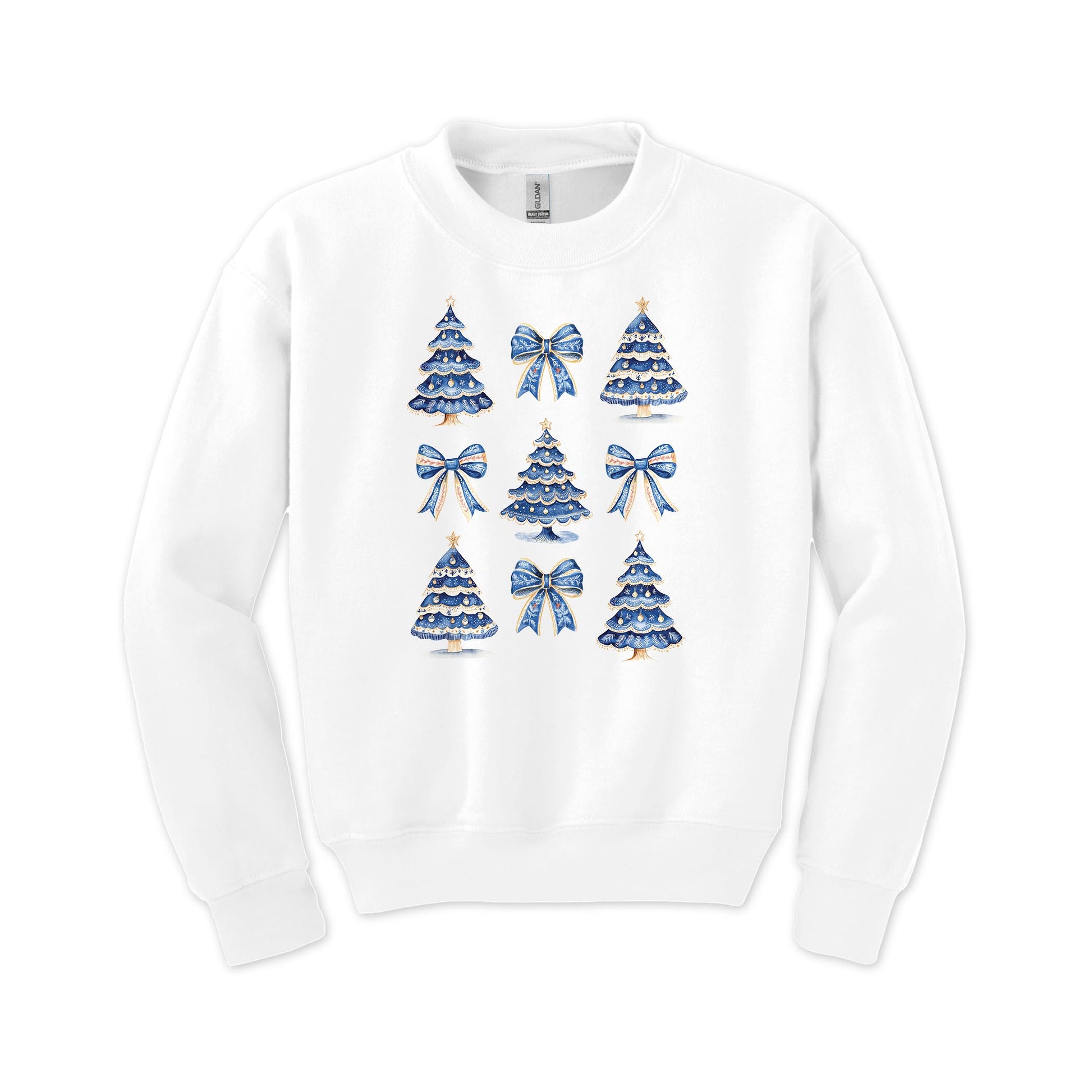 Gildan Youth Crewneck White-Blue Noel - A Grand Millennial Christmas -0