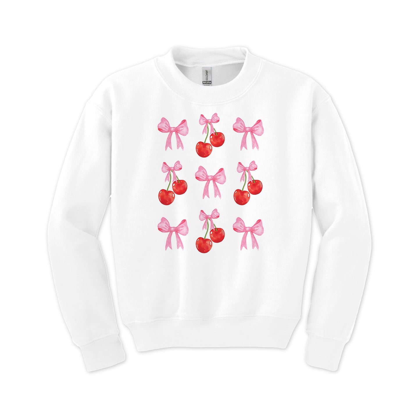 Gildan Youth Crewneck White-Cherries & Bows