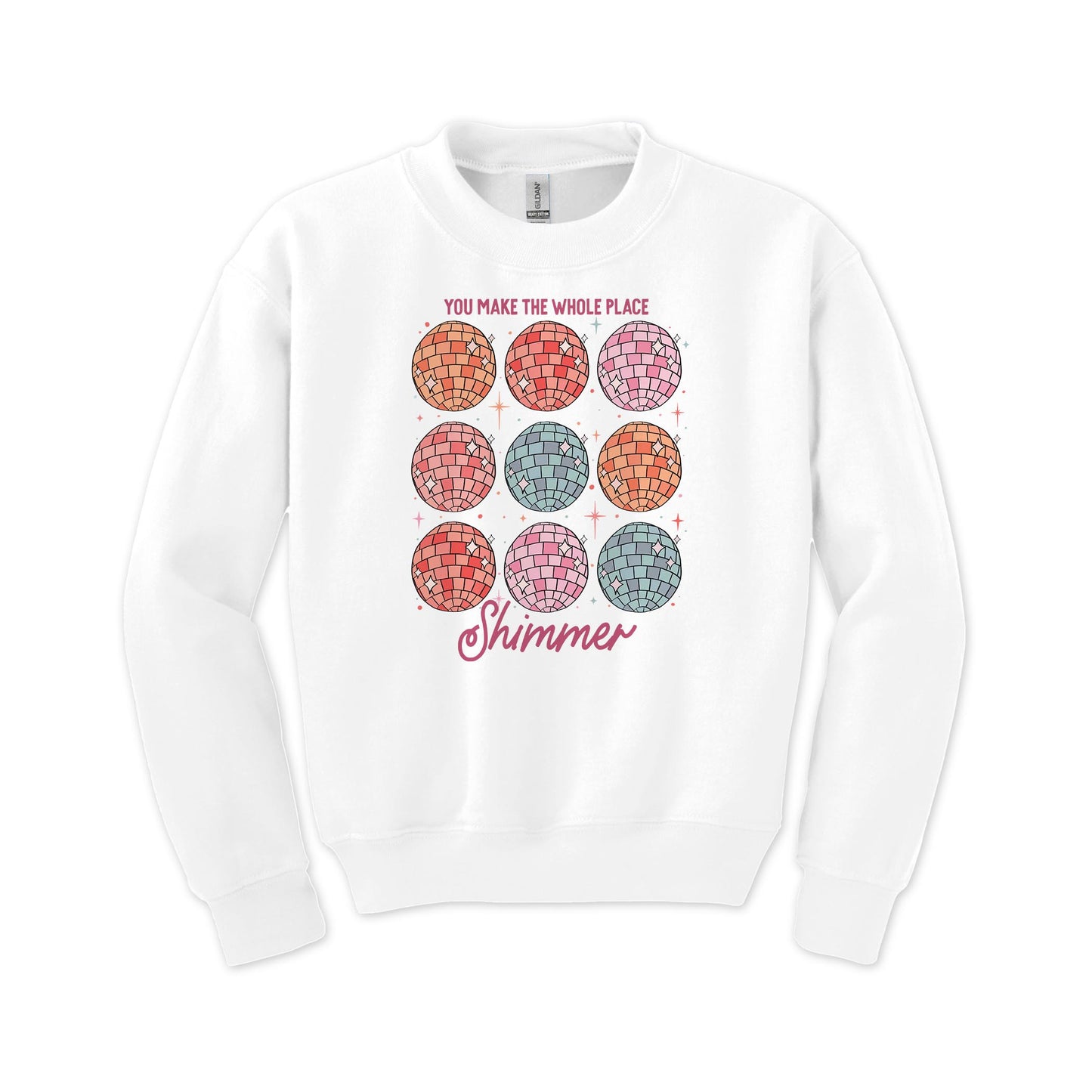 Gildan Youth Crewneck White-You Make The Whole Place Shimmer