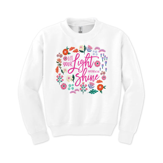 Gildan Youth Crewneck White-Radiant Hope Let Your Light Shine -0