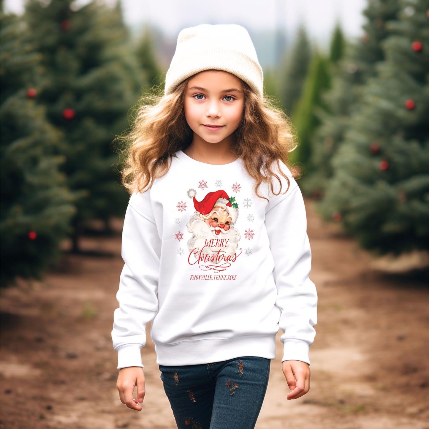 Gildan Youth Crewneck White-Classic Santa City & State