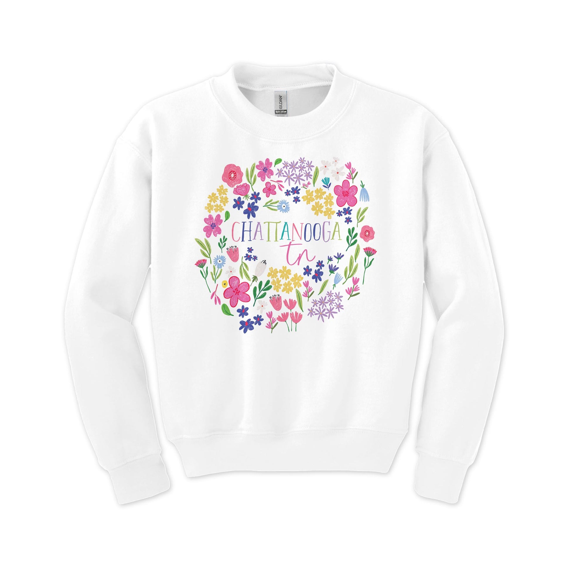 Gildan Youth Crewneck White-Flower Confetti City & State -0