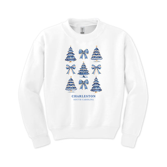 Gildan Youth Crewneck White-Love+Local Blue Noel - A Grand Millennial Christmas -0