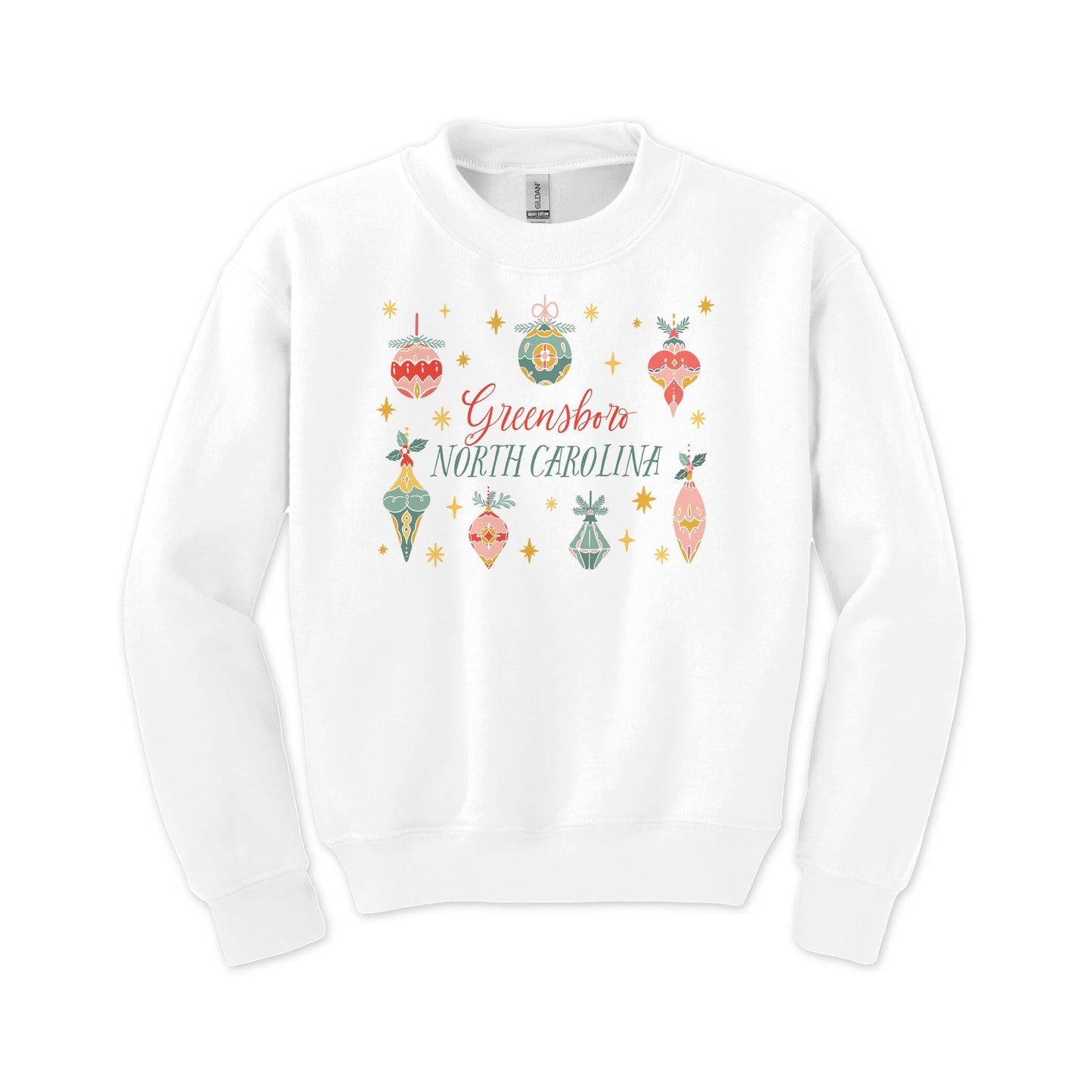 Gildan Youth Crewneck White-Ornament Gems