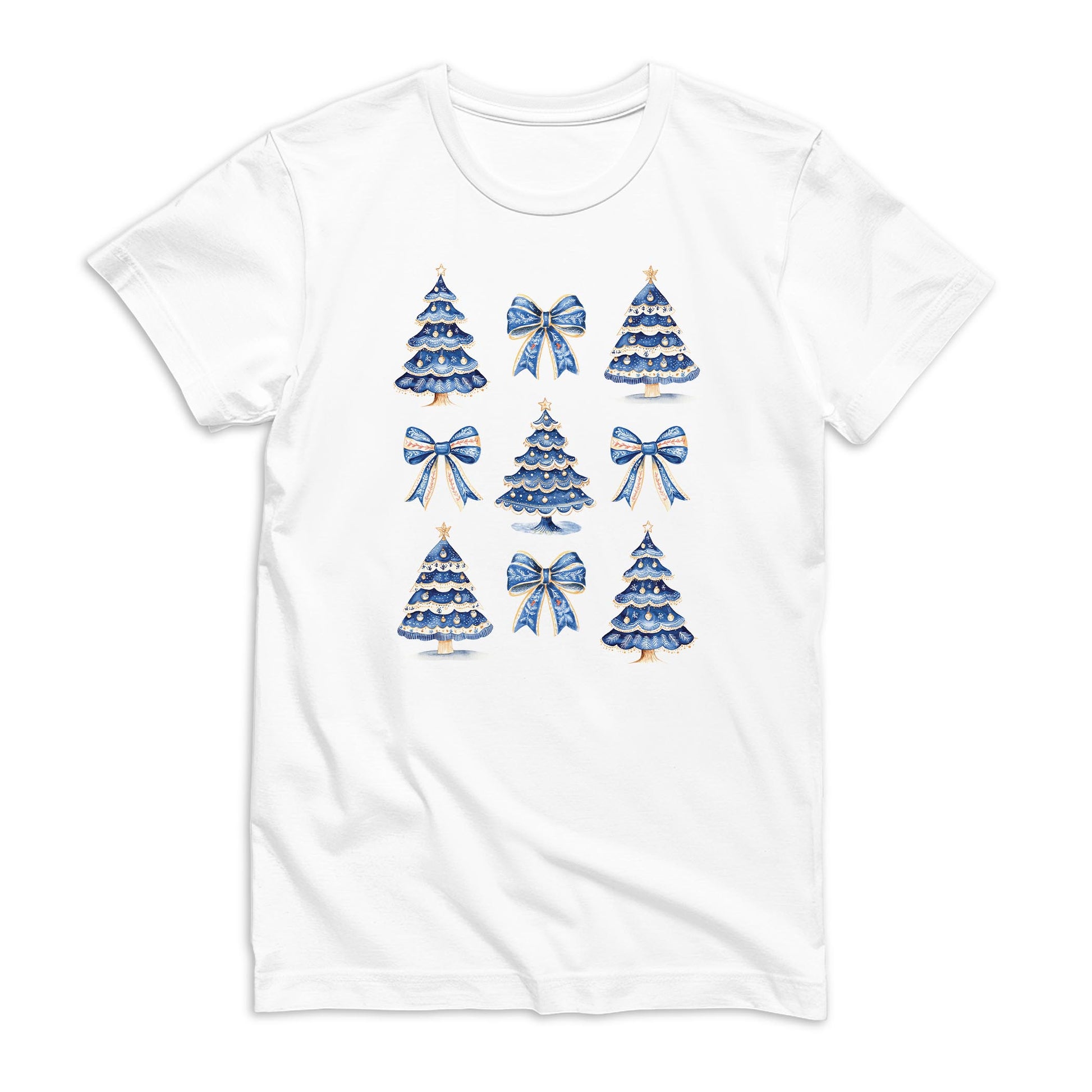 Bella Canvas Youth T-Shirt White-Blue Noel - A Grand Millennial Christmas -0