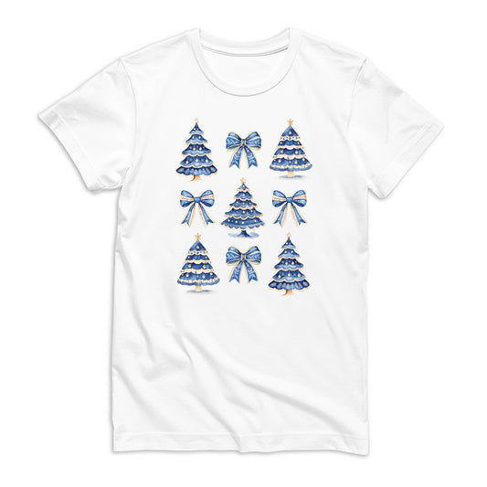 Bella Canvas Youth T-Shirt White-Blue Noel - A Grand Millennial Christmas -0