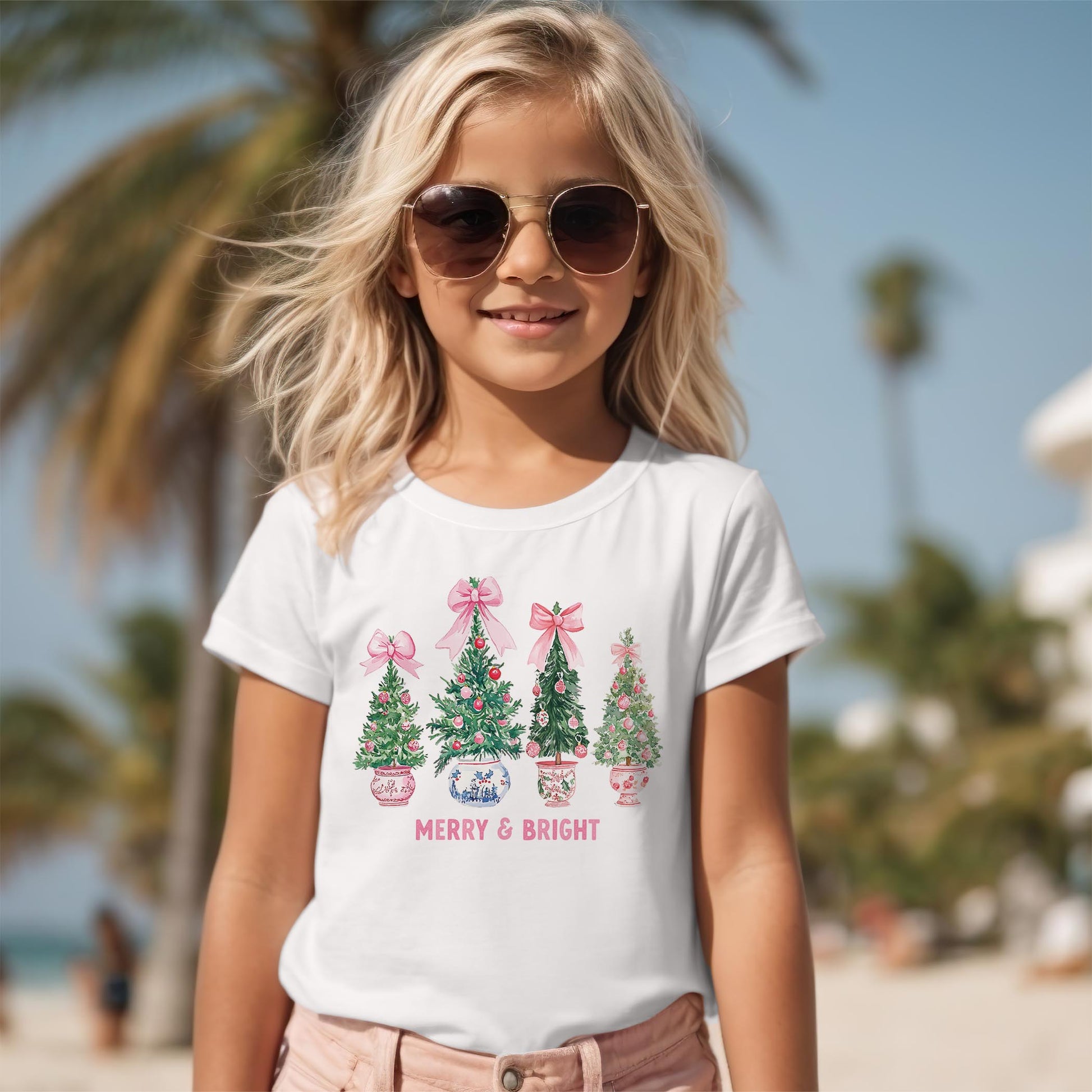 Bella Canvas Youth T-Shirt White-Blush & Baubles - A Grand Millennial Christmas -2