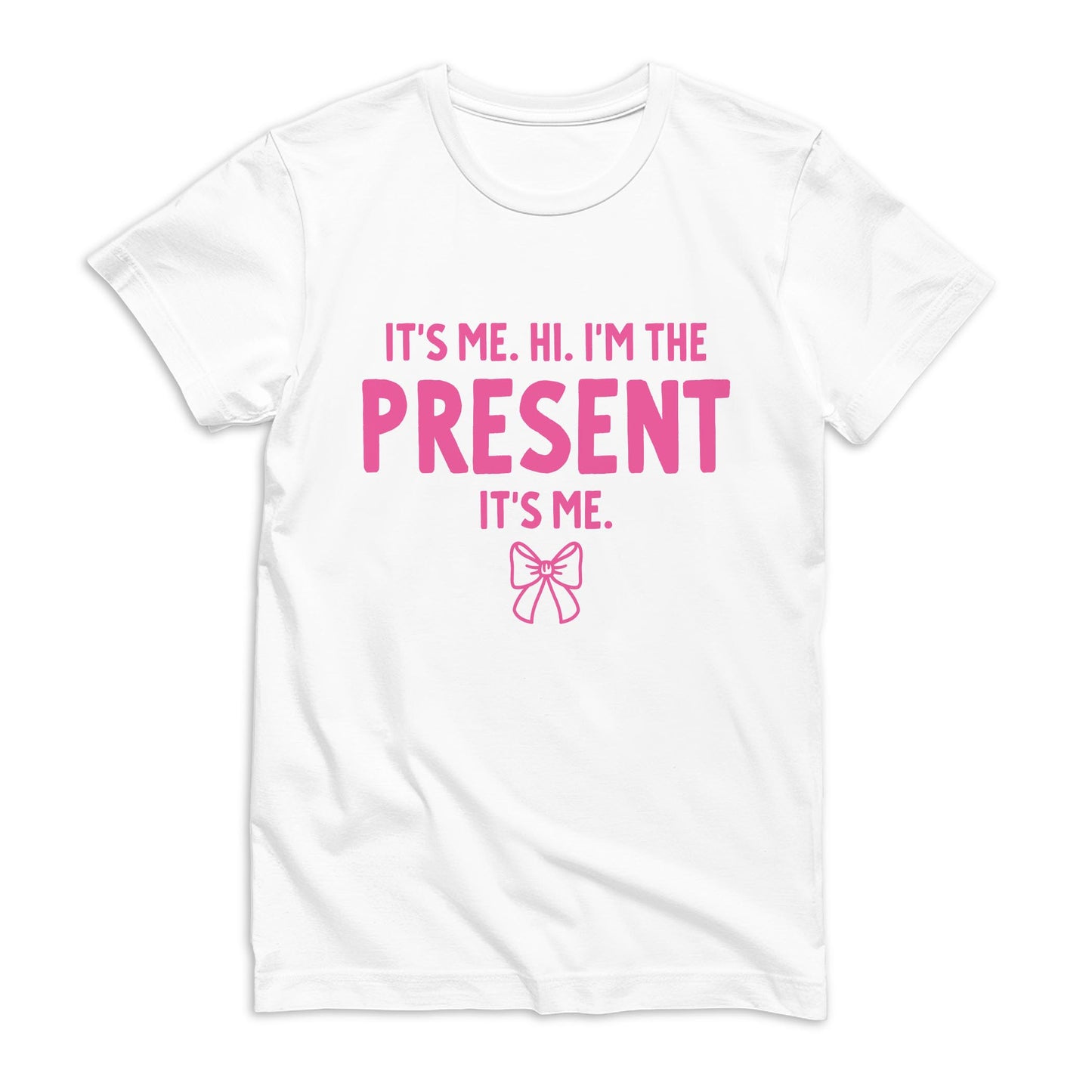 Bella Canvas Youth T-Shirt White-It's Me. Hi. I'm The Present. It's Me.