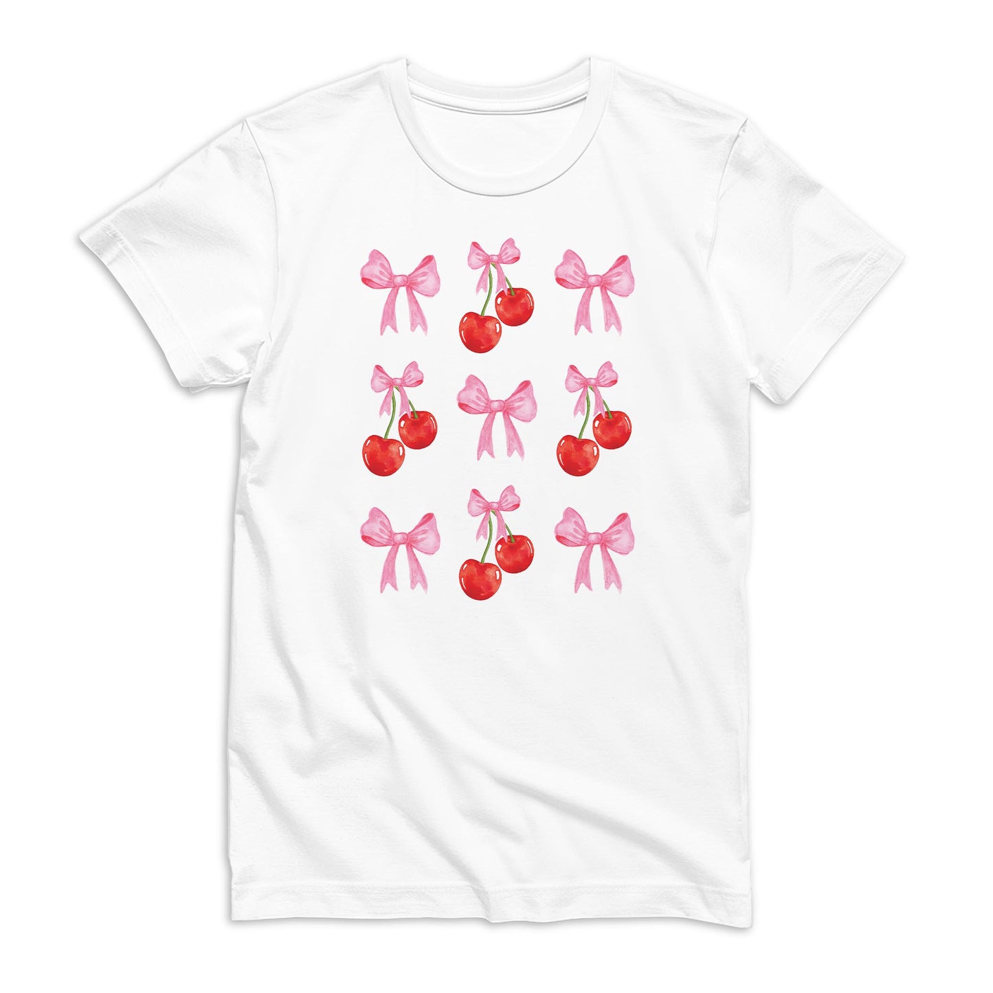 Bella Canvas Youth T-Shirt White-Cherries & Bows