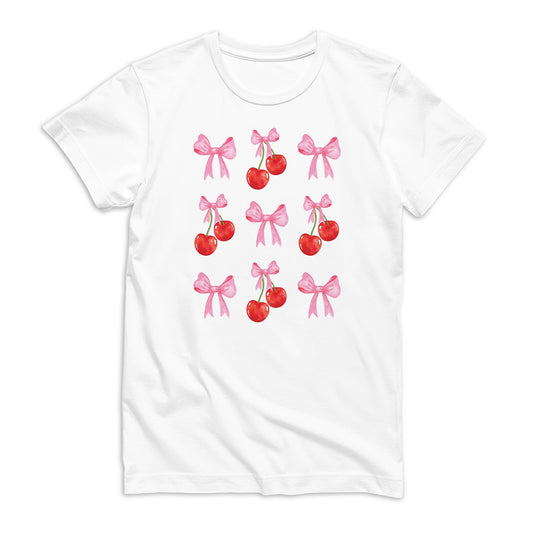 Bella Canvas Youth T-Shirt White-Cherries & Bows