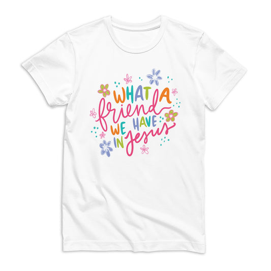 Bella Canvas Youth T-Shirt White-What A Friend We Have In Jesus -0