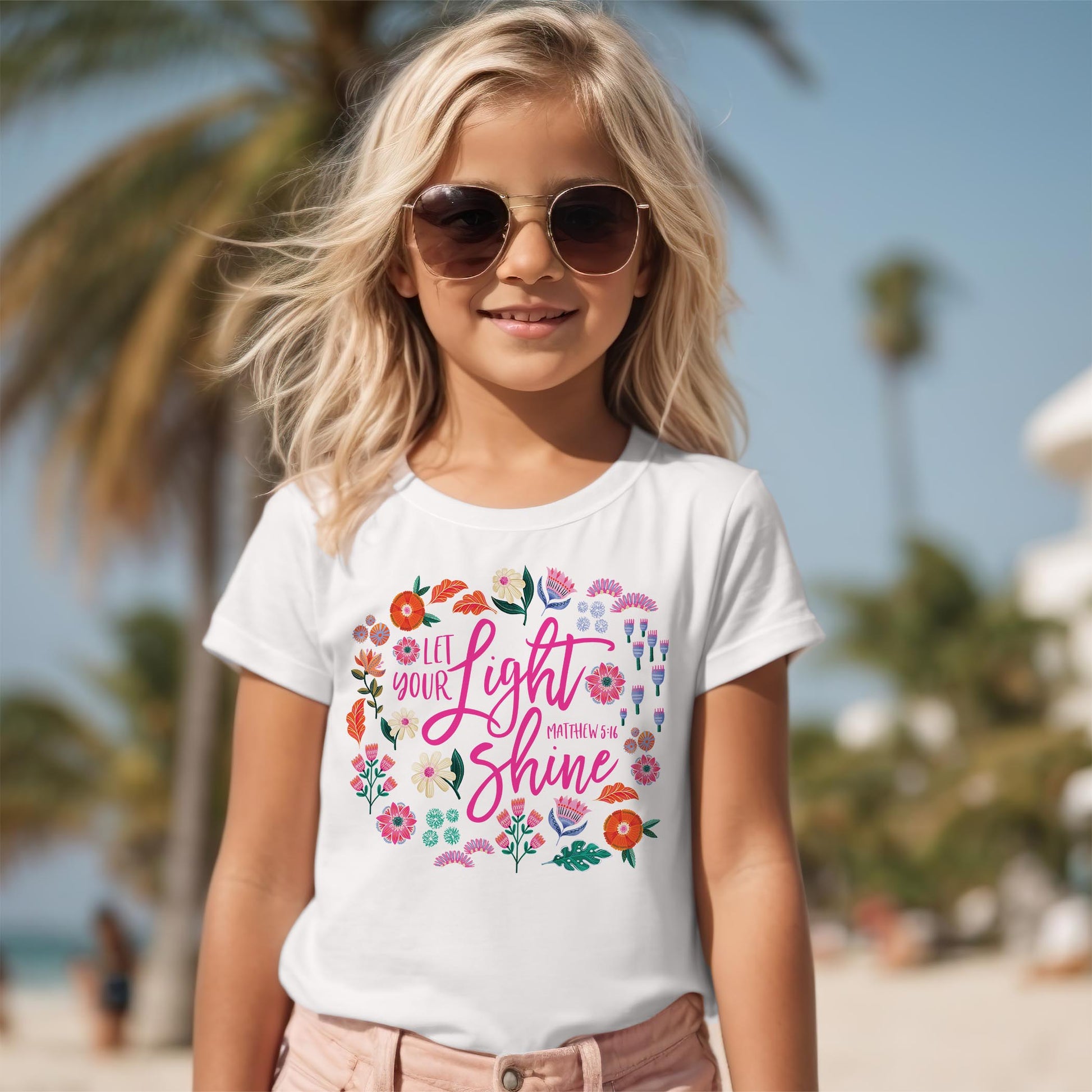 Bella Canvas Youth T-Shirt White-Radiant Hope Let Your Light Shine -2