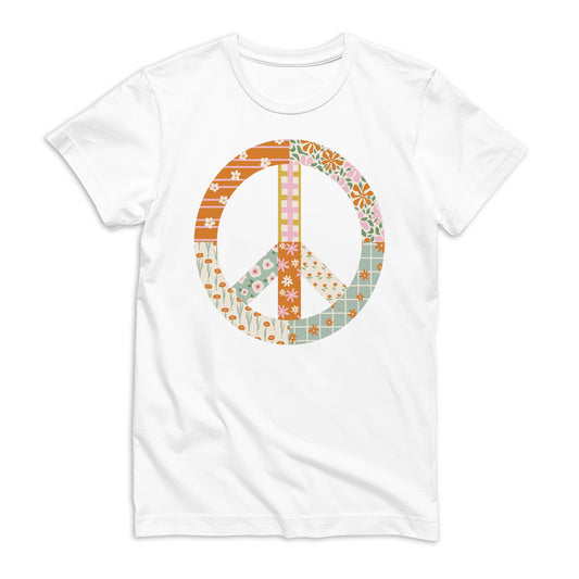 Bella Canvas Youth T-Shirt White-Spring Patch Peace Sign