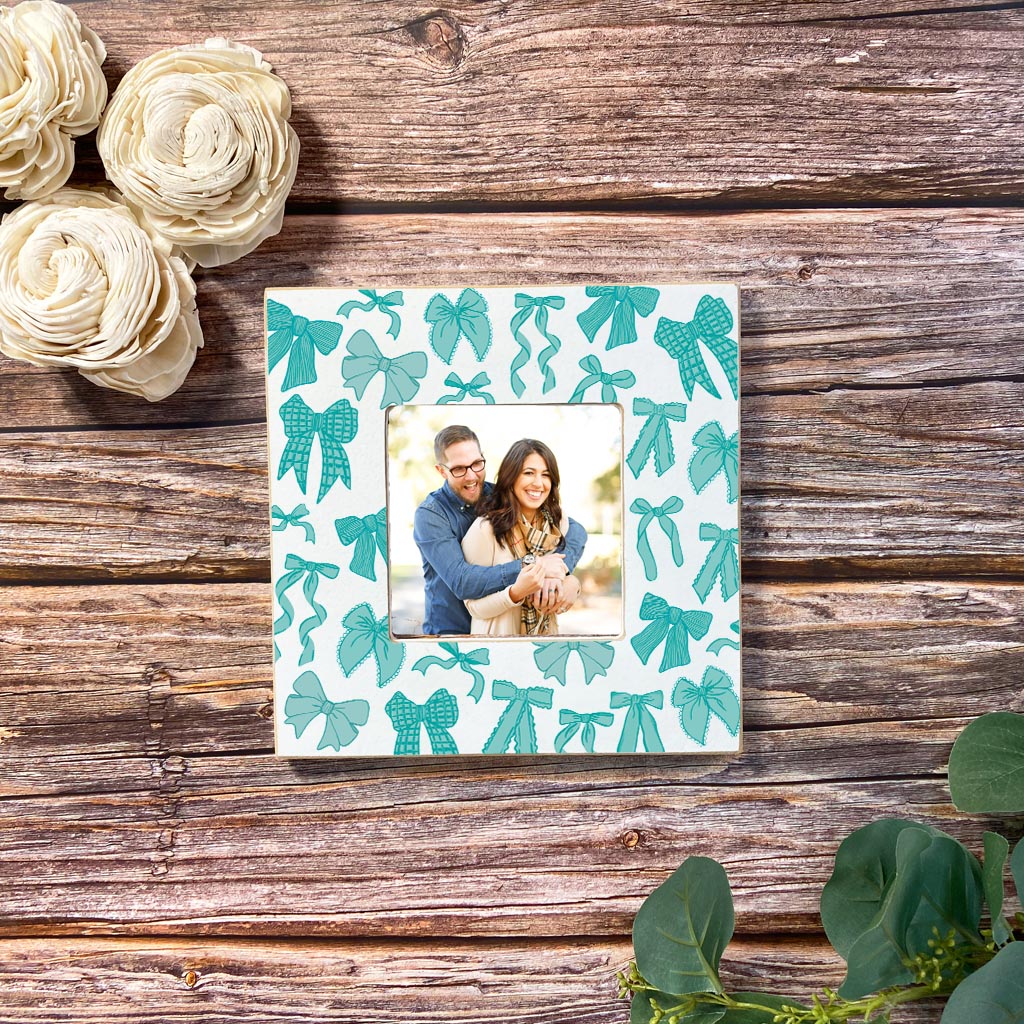 Preppy Bows 4x4 Picture Frame | Blue Preppy Bows