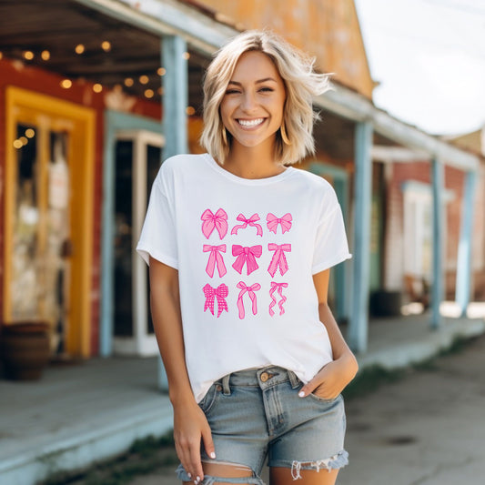 Preppy Bows Graphic T-Shirt | Pink Preppy Bows