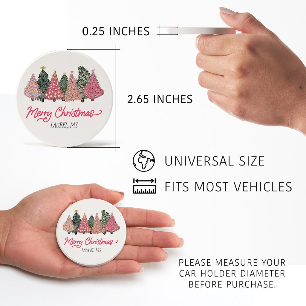 Love+Local Car Coaster Pack | Pink Christmas Trees